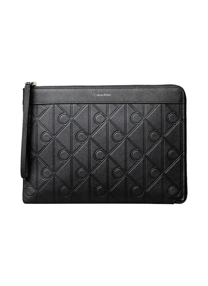 CALVIN KLEIN Emblem AOP Embossed Medium Zip Pouch