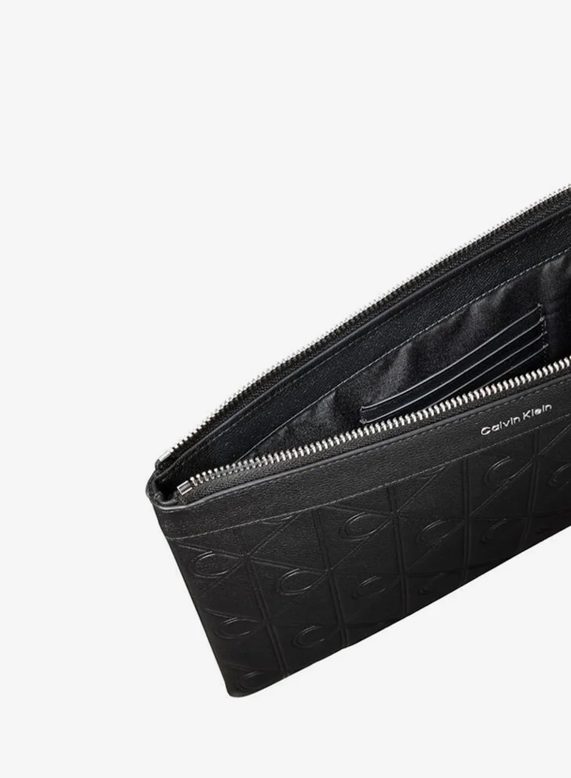 CALVIN KLEIN  Emblem AOP Embossed Medium Zip Pouch for Men | Best Price UAE