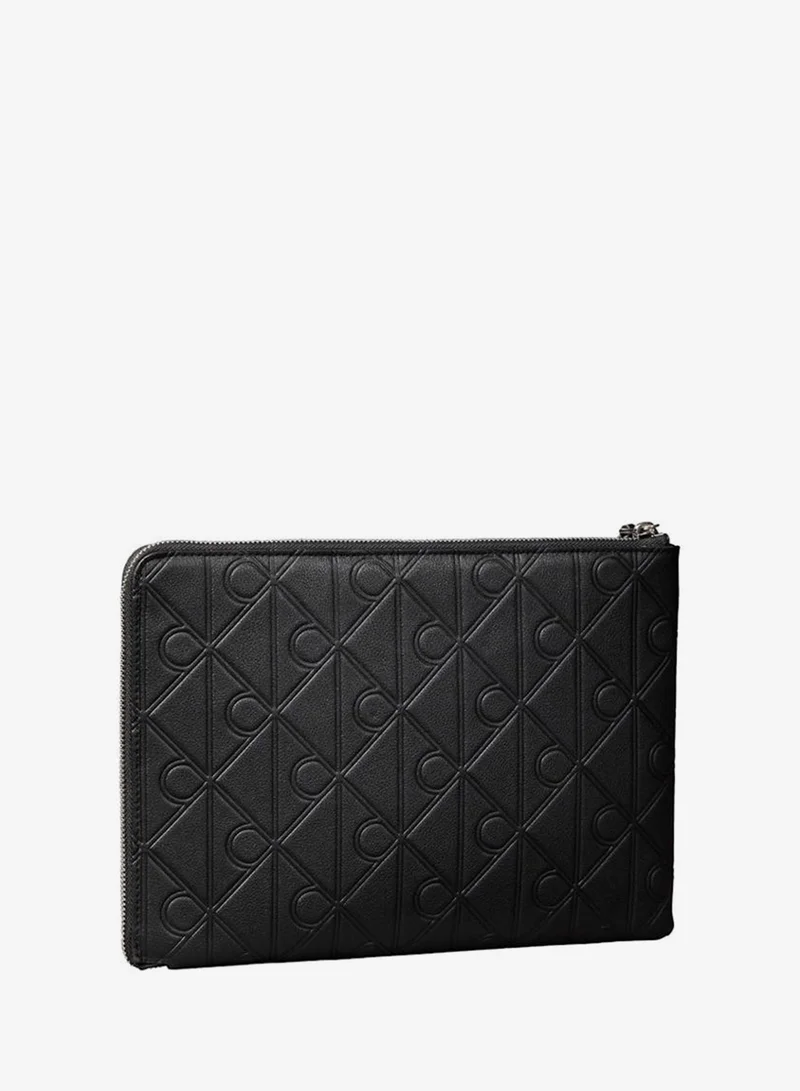 CALVIN KLEIN Emblem AOP Embossed Medium Zip Pouch