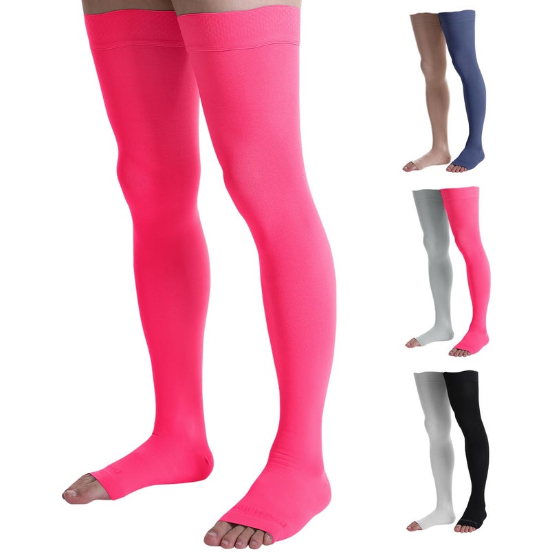 Doc Miller Thigh High Compression Socks - Open Toe, 20-30mmHg for Varicose Veins, Calf, Leg & Ankle Support, Pregnancy & Maternity Stockings, Small to Plus Size - Image 1