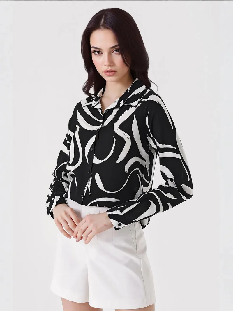 بيغ دارت قميص بأكمام طويلة بنقوش