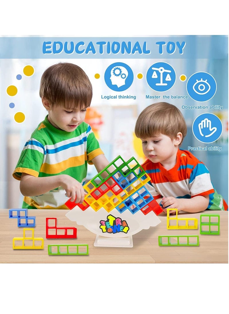 XICEN - 48Pcs Tetris Balance Game Stacking Blocks Board Games Tetra Tower Balancing Stacking Toys Building Blocks for Kids & Adults - Image 1