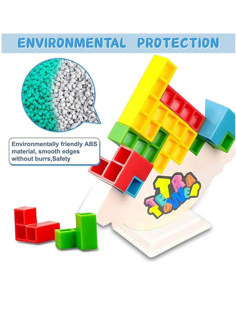 XICEN - 48Pcs Tetris Balance Game Stacking Blocks Board Games Tetra Tower Balancing Stacking Toys Building Blocks for Kids & Adults - Image 1