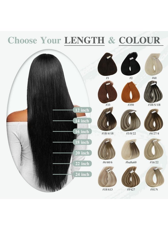 Ve Sunny Tape In Hair Extensions Human Hair Ombre Seamless Tape In Hair Extensions Brown Blonde Human Hair Extensions Tape Ins Dark Brown Ombre Golden Blonde Mix Platinum Blonde 20Pcs 50G 18Inch  - Image 3