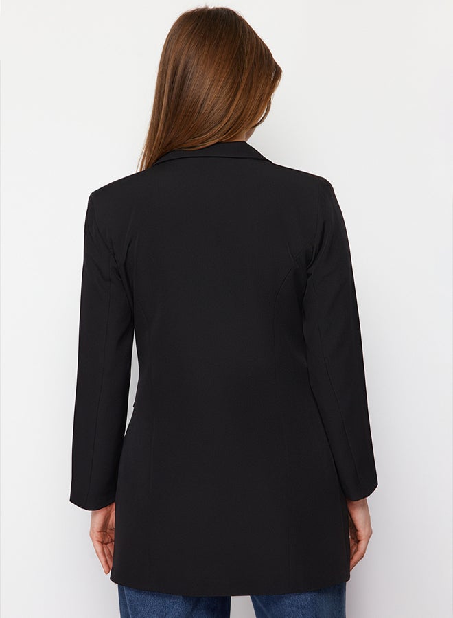 trendyol Black Double Button Pocket Detailed Lined Blazer Woven Jacket - Image 5