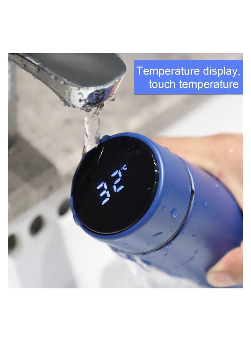 SOSEKO Smart Water Bottle With Temperature Indicator Stainless Steel Vacuum Travel Mug For 24 Hours Hot And Cold Tea Coffee Blue Color - Image 2