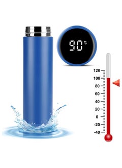 SOSEKO Smart Water Bottle With Temperature Indicator Stainless Steel Vacuum Travel Mug For 24 Hours Hot And Cold Tea Coffee Blue Color  - Image 3