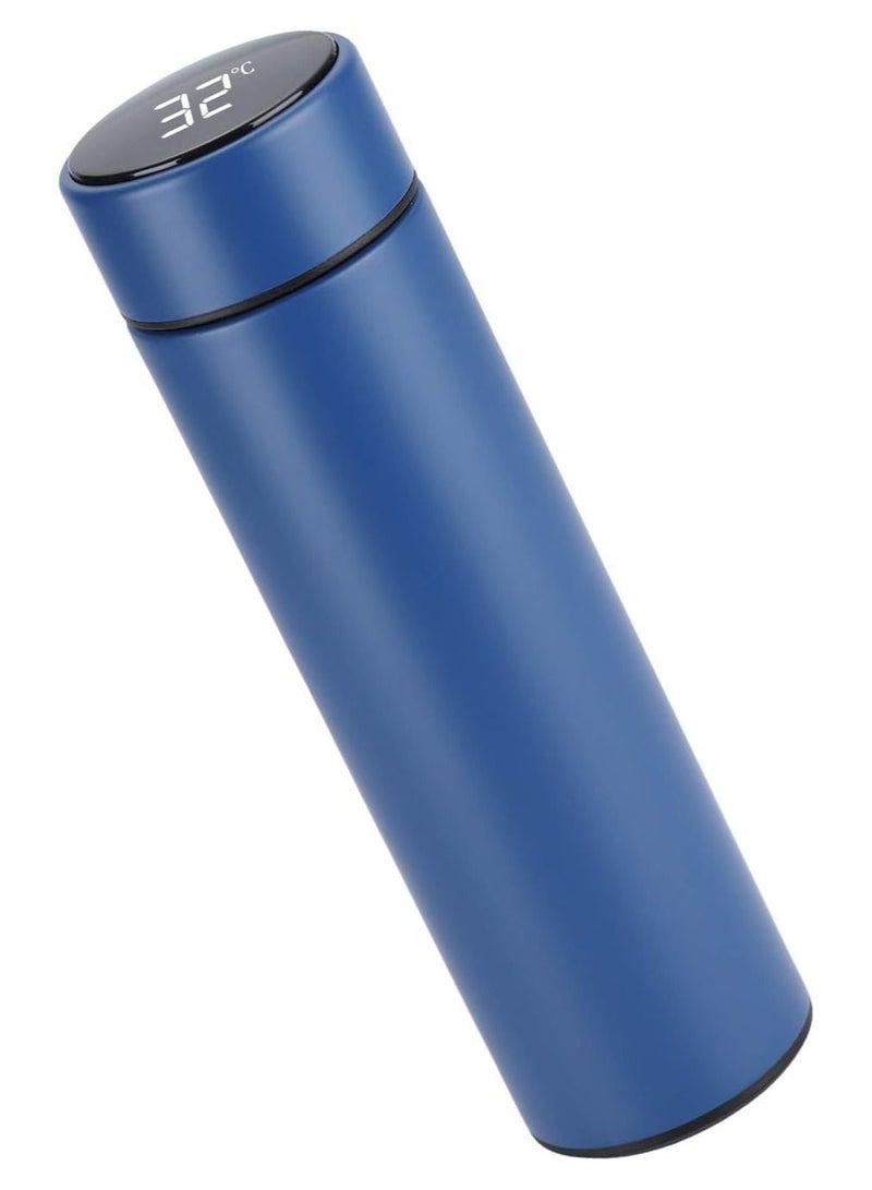 SOSEKO Smart Water Bottle With Temperature Indicator Stainless Steel Vacuum Travel Mug For 24 Hours Hot And Cold Tea Coffee Blue Color - Image 1