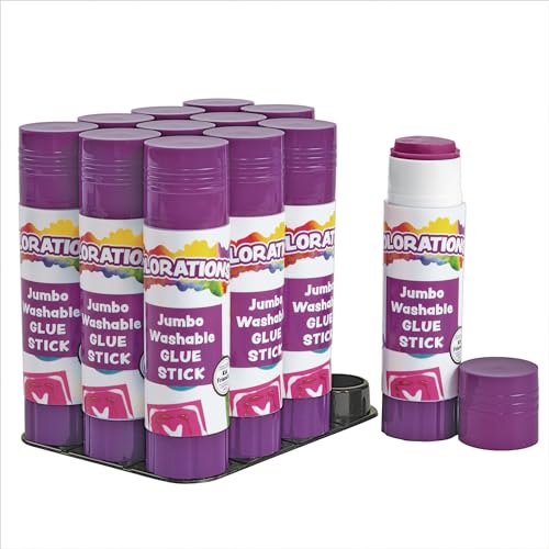 Colorations® Jumbo Washable Disappearing Purple Glue Sticks, Set of 12, 1.41 oz each, Non Toxic & Acid Free, Easy to See Where it is Applied & Dries Clear, Washable Glue, Use at School, Home or Office - Image 1