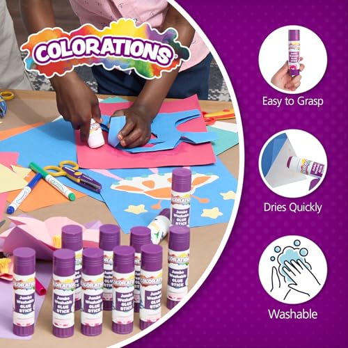 Colorations® Jumbo Washable Disappearing Purple Glue Sticks, Set of 12, 1.41 oz each, Non Toxic & Acid Free, Easy to See Where it is Applied & Dries Clear, Washable Glue, Use at School, Home or Office - Image 2