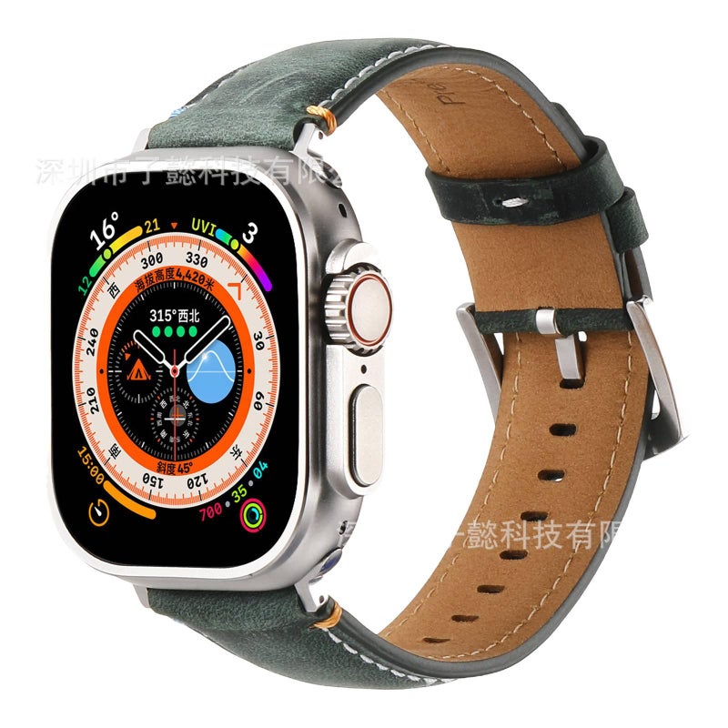 سوار ساعة ذكية باللون بني قابل للتعديل سوار جلدي كلاسيكي متوافق مع Apple Watch 38/40/41/42/44/45/49mm بملاءمة قابلة للتعديل وحزام بديل - Image 5