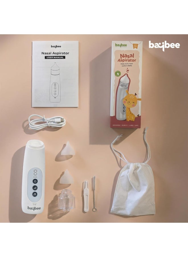 BAYBEE Electric Nasal Aspirator for Baby with 5 Suction Levels & Rechargeable Nose Sucker | Nose Cleaner for New Born Baby with Silicone Tip, Music & Light | Mucus Extractor, Snot Sucker for Kids - Image 3