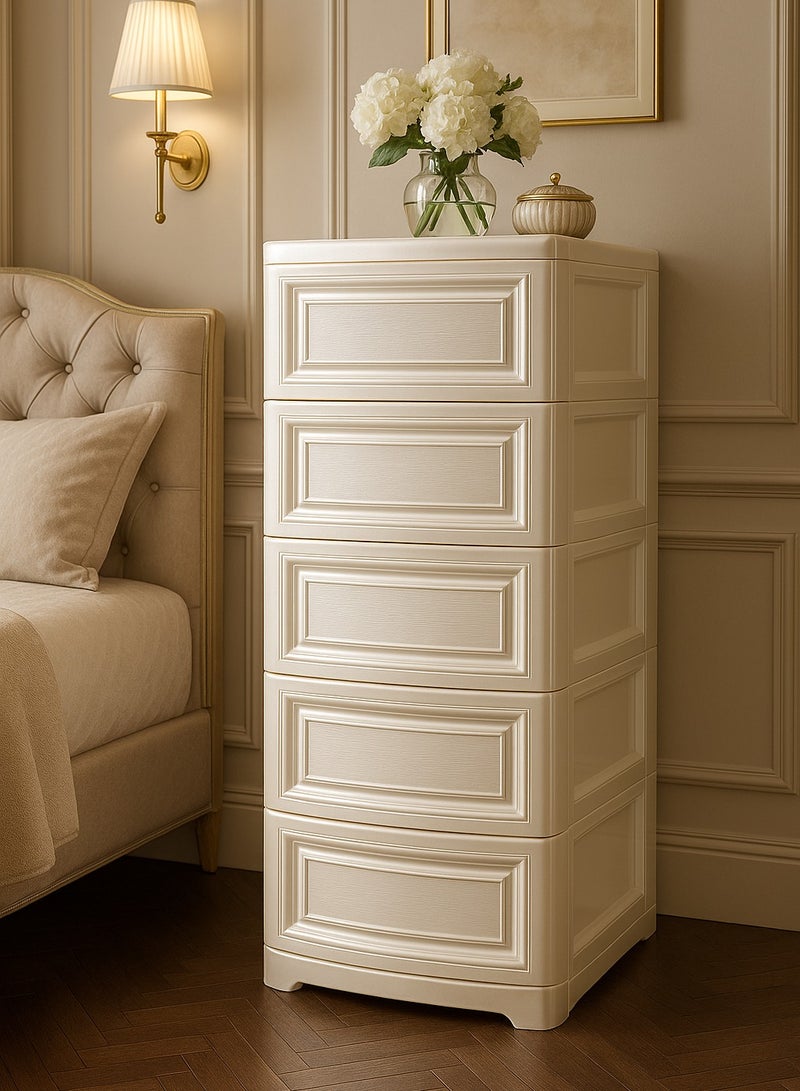 المفرج أدراج تخزين لؤلؤية بـ 5 أدراج – تصميم فاخر وعصري لغرف النوم الراقية (الأبعاد: 104 × 42 × 34 سم) - Image 1