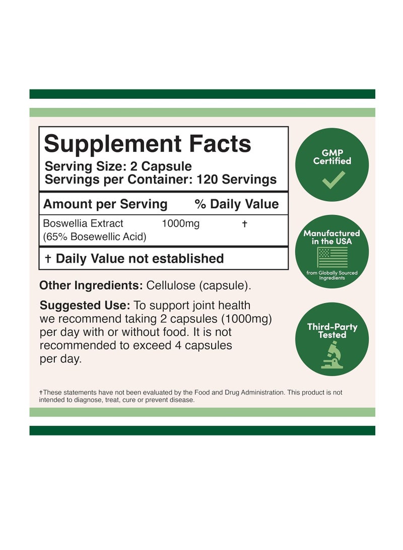 Double Wood Supplements Boswellia Extract 1,000mg 240 Capsules  - Image 2