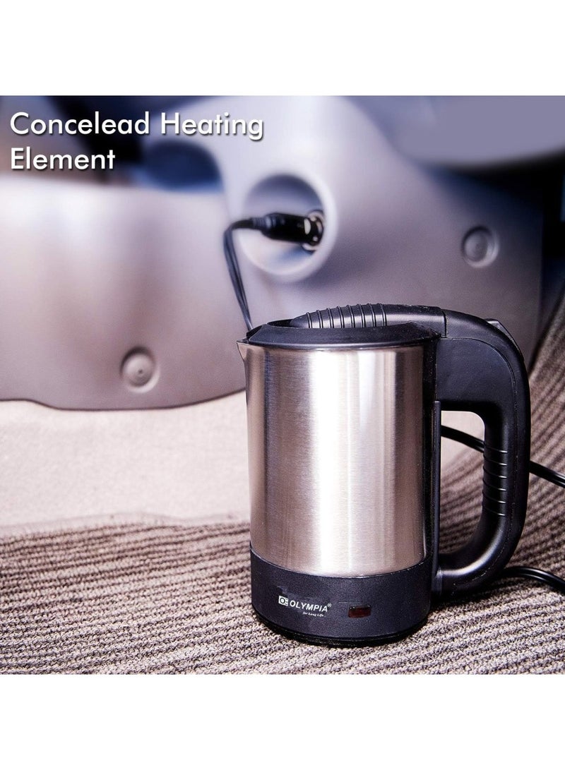 Olympia Car Electric Kettle – 500ml Stainless Steel Travel Boiler – Portable Auto Kettle with Safety Lid – Fast Heating Water Heater for Car, Truck, Bus – Ideal for Road Trips - Image 2