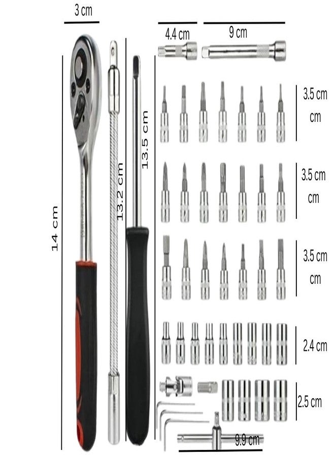 Urshigar 46 in 1Tool Kit for Home Use – Complete Spanner Set, Socket Set, Wrench, Goti Pana Set – Multipurpose Hand Tool Box for Bike, Car, DIY, Household & Mechanical Repairs (PPK24X9) - Image 4