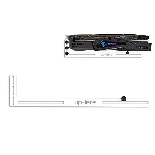 upHere White Graphics Card GPU Brace Support /Holster Bracket, Anodized Aerospace Aluminum, Single or Dual Slot Cards-(GL04) - Image 1