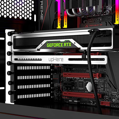upHere White Graphics Card GPU Brace Support /Holster Bracket, Anodized Aerospace Aluminum, Single or Dual Slot Cards-(GL04) - Image 2