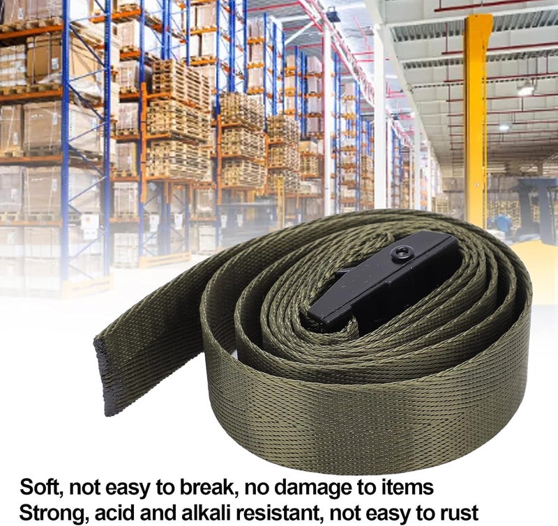 2Pcs Lashing Straps, Green 25mm Heavy Duty Goods Tie Down Strapping Bands with Zinc Alloy Buckles for Various Outdoor Activities (1m / 3.3ft) - Image 2