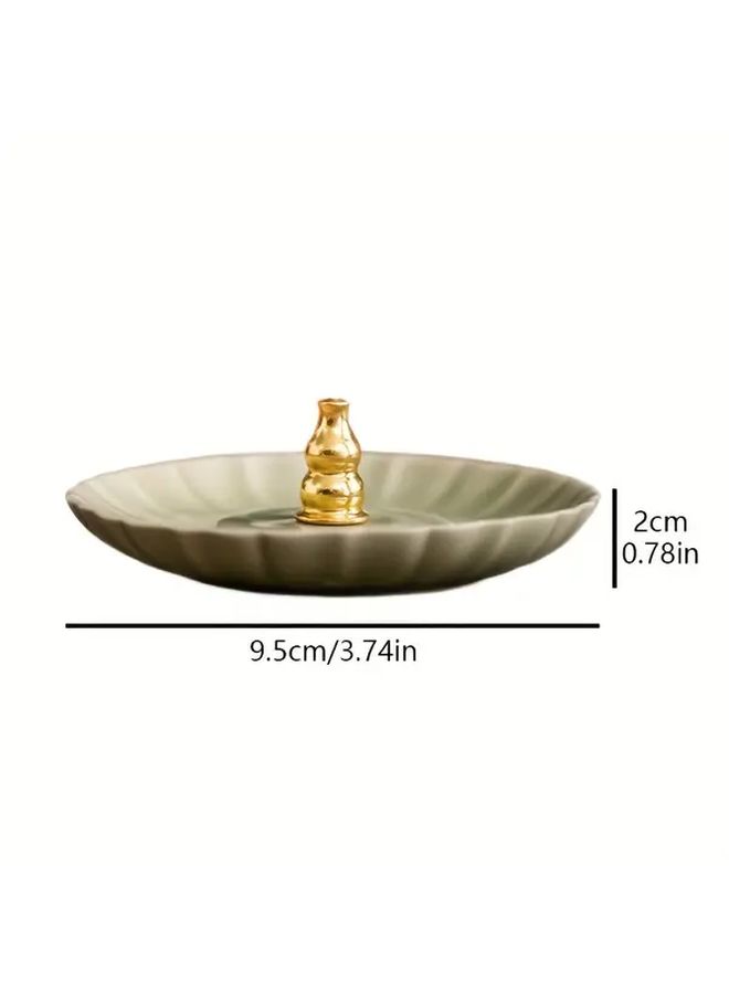 Creative Ceramic Thread Incense Burner Set Cyan Incense Holder Plate For Home Decor - Image 3