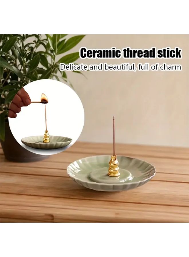 Creative Ceramic Thread Incense Burner Set Cyan Incense Holder Plate For Home Decor - Image 1