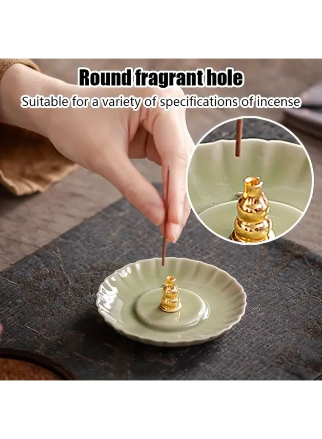 Creative Ceramic Thread Incense Burner Set Cyan Incense Holder Plate For Home Decor - Image 2