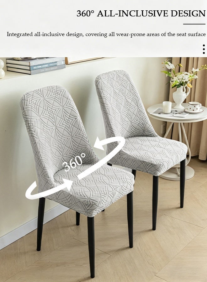 DUNISO 4 Pack Stretch Jacquard Dining Chair Slipcover, Light Gray Stretchable Anti Wrinkle Chair Cover Protector for Dining Room Cafe Bistro - Image 5