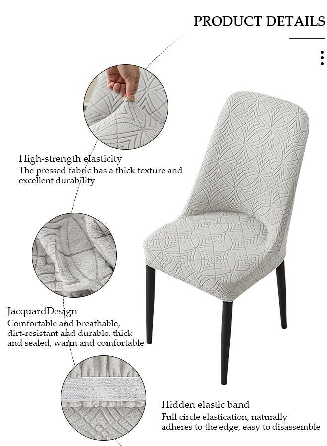 DUNISO 4 Pack Stretch Jacquard Dining Chair Slipcover, Light Gray Stretchable Anti Wrinkle Chair Cover Protector for Dining Room Cafe Bistro - Image 4