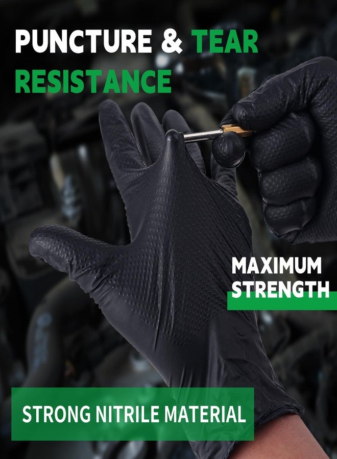 FINITEX Heavy Duty Black Industrial Nitrile Disposable Gloves - 100PCS 8Mil Latex-free Powder-free 3D Diamond Mechanic Gloves (Large) - Image 4