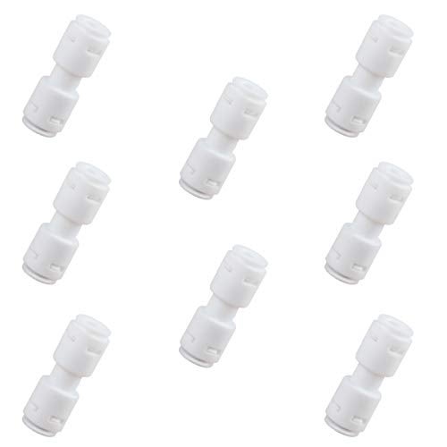 ESHIONG Push to Connect Fittings for Reverse Osmosis Water Filter 1/4" Equal Straight Coupling Union,NSF Certified Plastic ro Fittings (pack 8) - Image 1