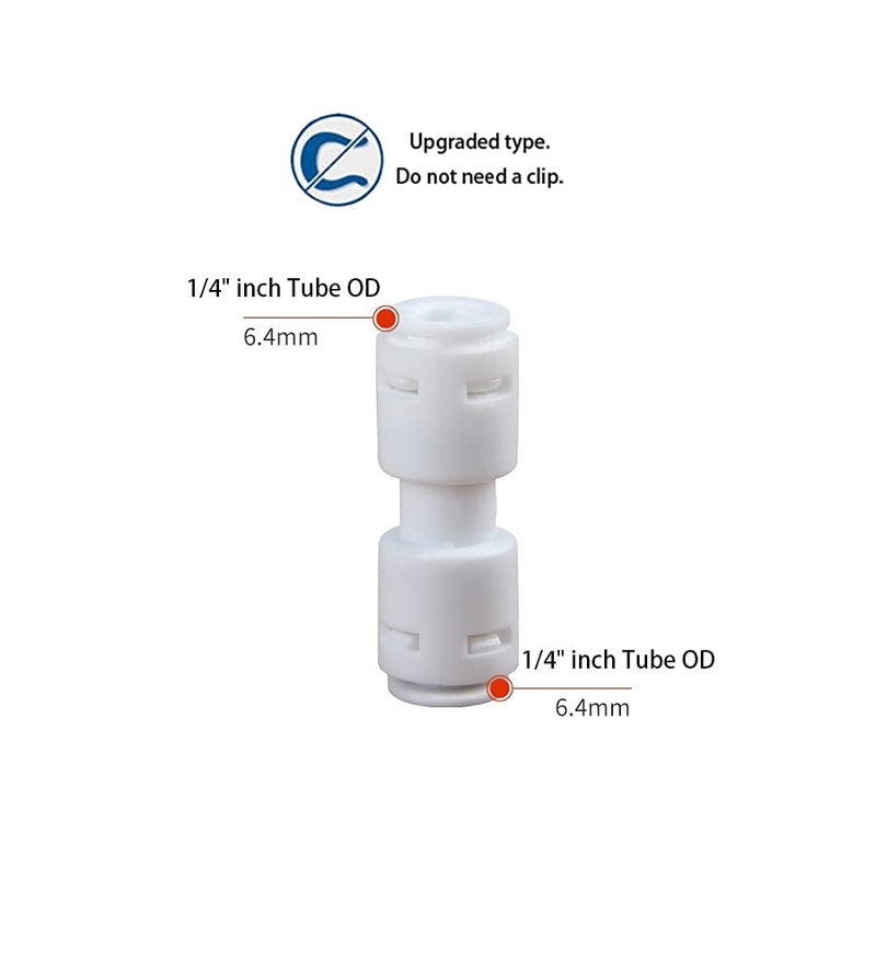 ESHIONG Push to Connect Fittings for Reverse Osmosis Water Filter 1/4" Equal Straight Coupling Union,NSF Certified Plastic ro Fittings (pack 8) - Image 2