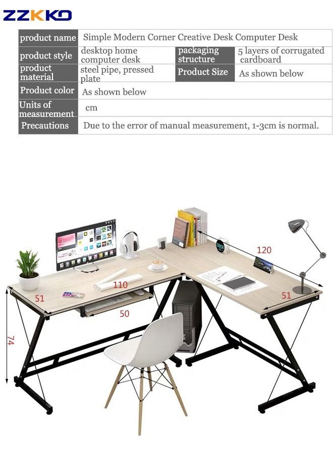 ZZKKO - Household L-Shaped Corner Desk Does Not Take Up Space, Modern And Minimalist Office Desk Combination, Minimalist Installation, High-Quality Material Computer Desk - Image 1