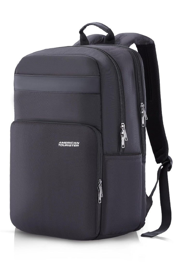 AMERICAN TOURISTER - American Tourister RON Large Laptop Backpack Travel bag, 28 Ltrs Durable bags for mens, College School Computer Backpack Gift for Men Women Boys Girls Kids, Black, with Rain Cover - Image 1