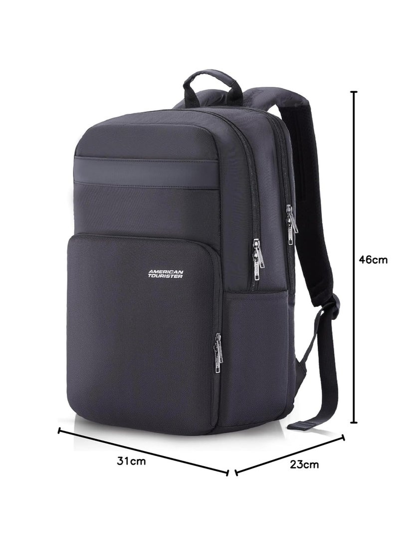 AMERICAN TOURISTER - American Tourister RON Large Laptop Backpack Travel bag, 28 Ltrs Durable bags for mens, College School Computer Backpack Gift for Men Women Boys Girls Kids, Black, with Rain Cover - Image 1