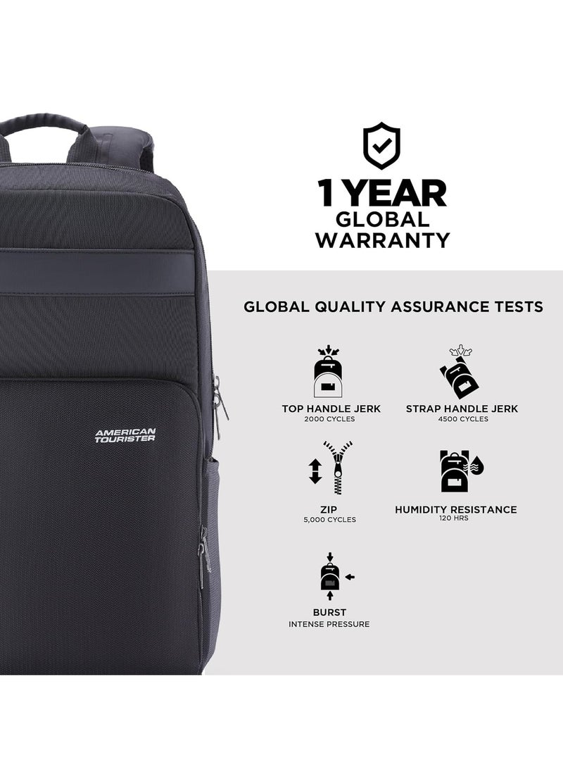 AMERICAN TOURISTER - American Tourister RON Large Laptop Backpack Travel bag, 28 Ltrs Durable bags for mens, College School Computer Backpack Gift for Men Women Boys Girls Kids, Black, with Rain Cover - Image 1
