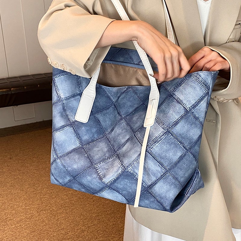 Large Capacity Student Bag Women'S Korean Style High-End Rhomboid Bag Fashionable And Elegant Work Bag Tote Shoulder Bag For Women - Image 2