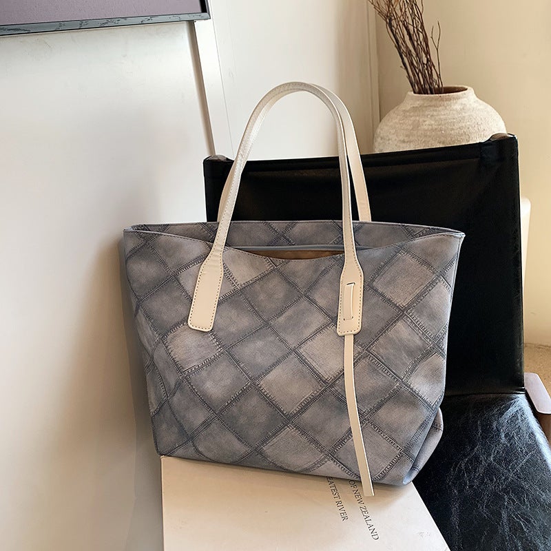 Large Capacity Student Bag Women'S Korean Style High-End Rhomboid Bag Fashionable And Elegant Work Bag Tote Shoulder Bag For Women - Image 1