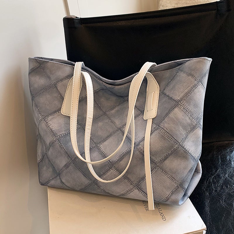 Large Capacity Student Bag Women'S Korean Style High-End Rhomboid Bag Fashionable And Elegant Work Bag Tote Shoulder Bag For Women - Image 4