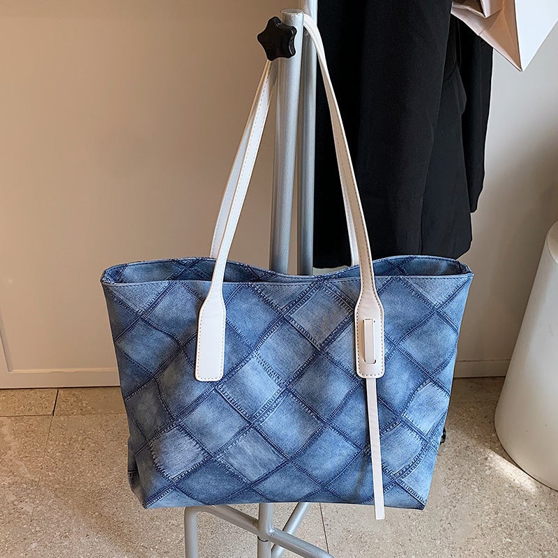 Large Capacity Student Bag Women'S Korean Style High-End Rhomboid Bag Fashionable And Elegant Work Bag Tote Shoulder Bag For Women - Image 5