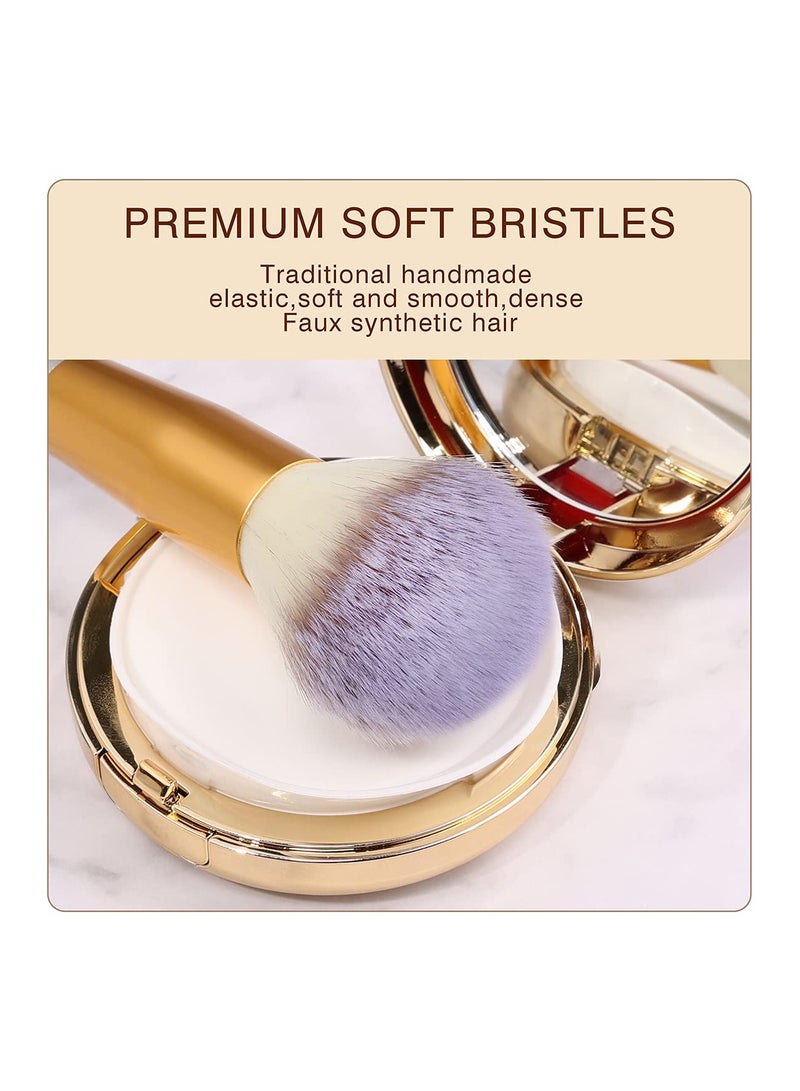 SYOSI Make up Brushes, Brush Eyeshadow Brush Set, 24pcs Premium Cosmetic Makeup Brush Set for Foundation Blending Blush Concealer Eye Shadow, Travel Makeup bag Included, Champagne (24 Piece Set Large) - Image 3