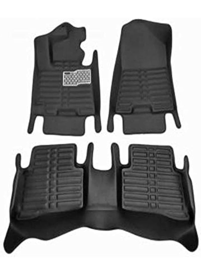 3-Piece Car Floor Mat Set, Premium Leather, 8mm Thickness, Full Coverage