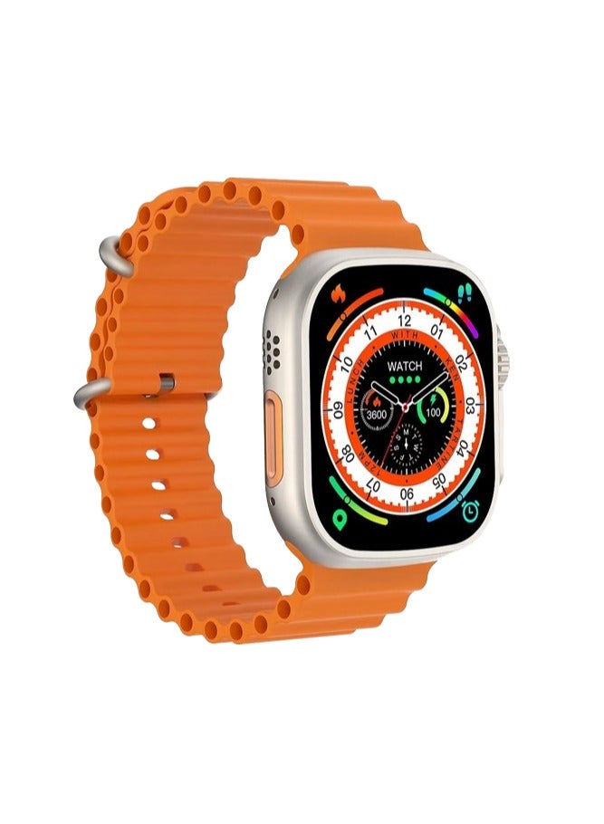 BIG Infinite Display T800 Ultra Smart Watch Bluetooth Wireless Charging 49MM (Orange) - Image 1