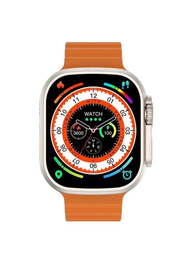 BIG Infinite Display T800 Ultra Smart Watch Bluetooth Wireless Charging 49MM (Orange) - Image 2
