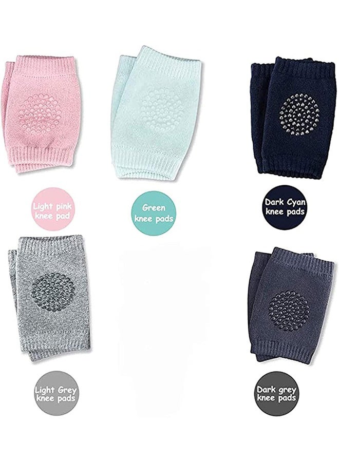 JCB CHIC Baby Leg Sleeves for Crawling，Baby Knee Pads for Crawling Anti-Slip Leg Warmers for Boys and Girls 5 Pairs Kids Kneepads and Elbow Pads Comfortable Protective Gear for Toddlers(random color) - Image 3
