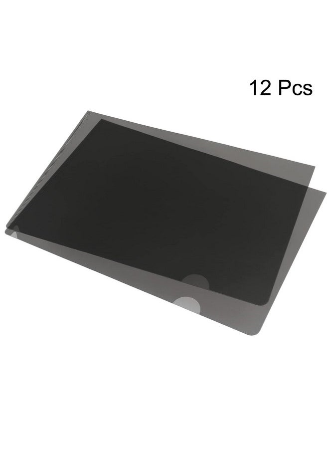 PATIKIL - L Type Folders 12 Pack A4 Plastic File Project Pockets Clear Paper Document Jacket Sleeve For Office, Black - Image 1