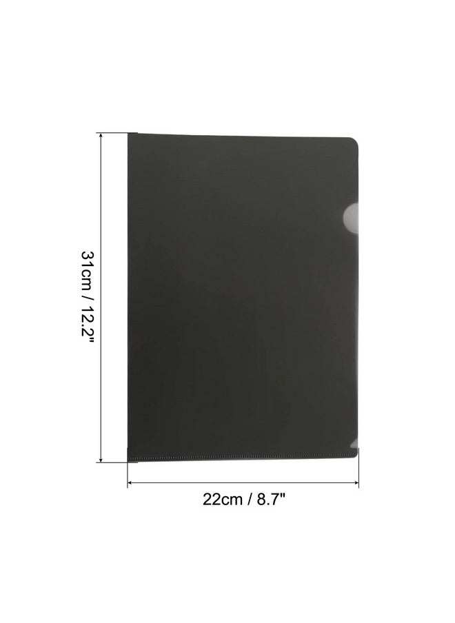 PATIKIL - L Type Folders 12 Pack A4 Plastic File Project Pockets Clear Paper Document Jacket Sleeve For Office, Black - Image 1