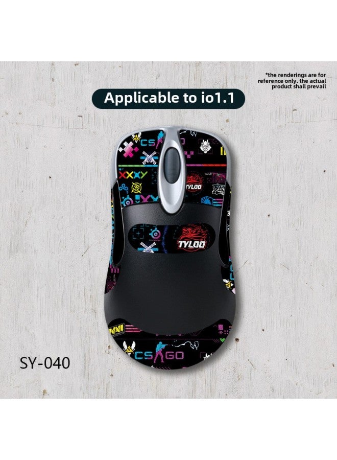 Suitable For Microsoft IO1.1 Mouse Anti-slip Stickers Full Set With Back Stickers Lizard Skin Protective Stickers Anti-sweat Suction Generation Wholesale-Color:io1.1-SY-040 Team Printing/Black Diamond-Full Package  - Image 1