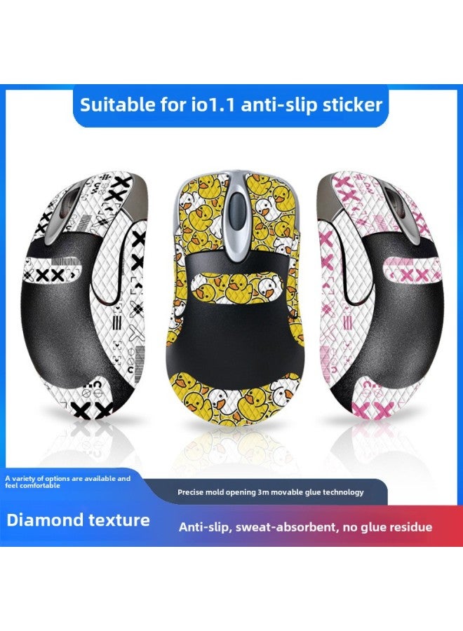 Suitable For Microsoft IO1.1 Mouse Anti-slip Stickers Full Set With Back Stickers Lizard Skin Protective Stickers Anti-sweat Suction Generation Wholesale-Color:io1.1-SY-040 Team Printing/Black Diamond-Full Package  - Image 2