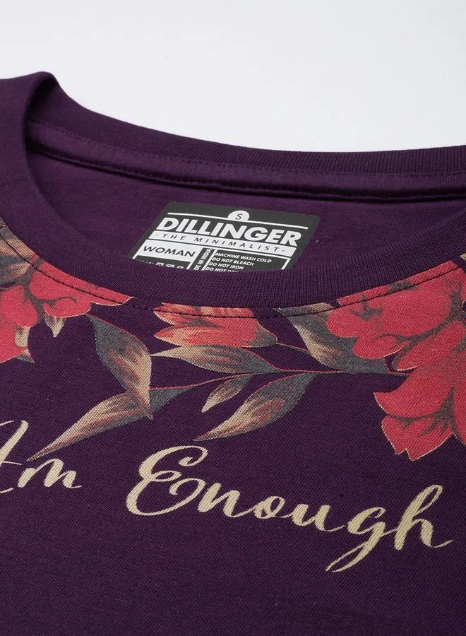 ديلينجر تيشيرت نسائي بأكمام طويلة وطبعة واسعة