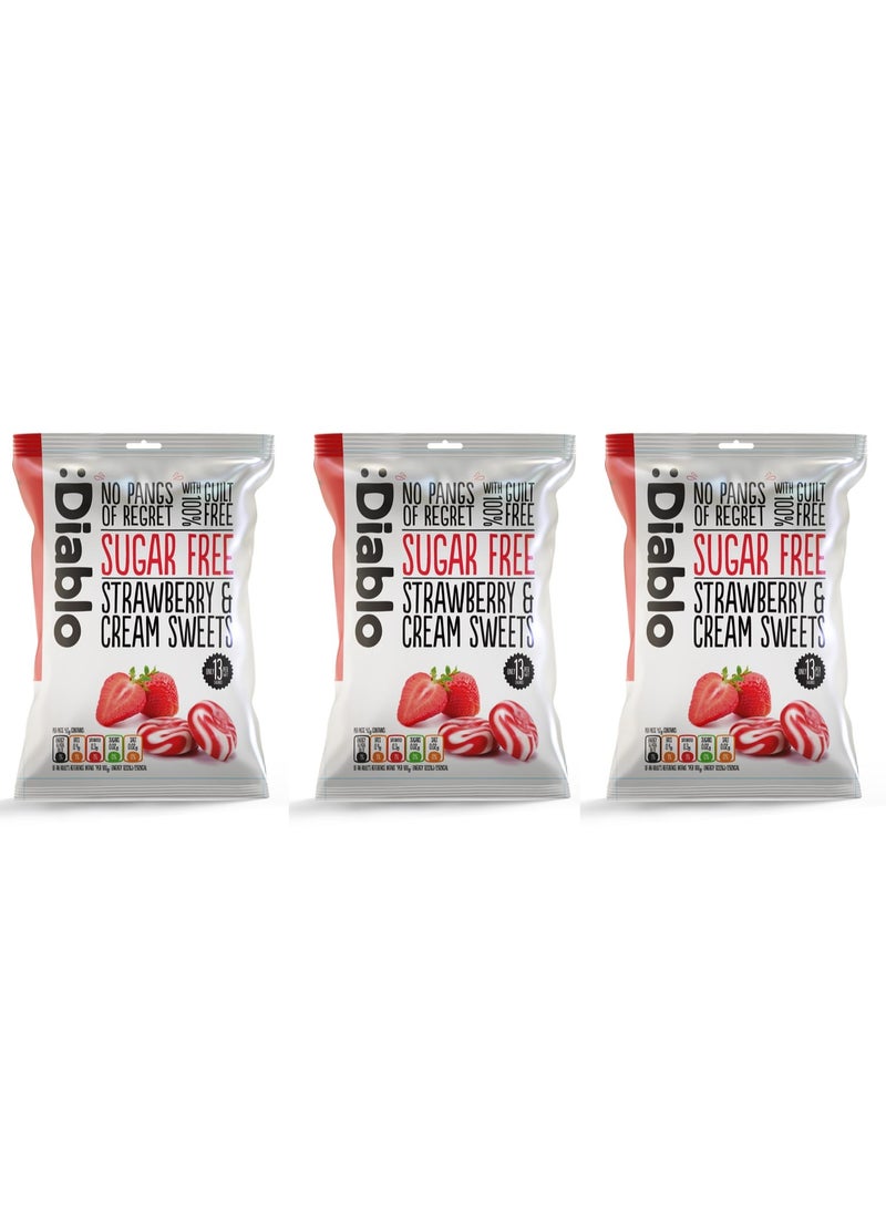 Diablo – Strawberry & Cream Sweets | Sugar Free | Sweetened with Maltitol | Diabetic Friendly | Pack of 3 (75g Each) - Image 4